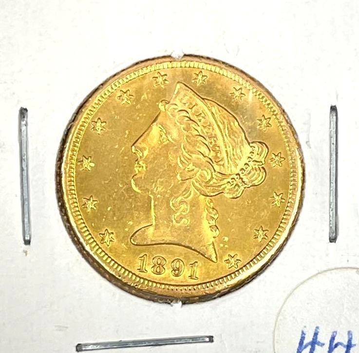 1891 CC Carson City US $5.00 Liberty Head Gold Coin (1 of 2)