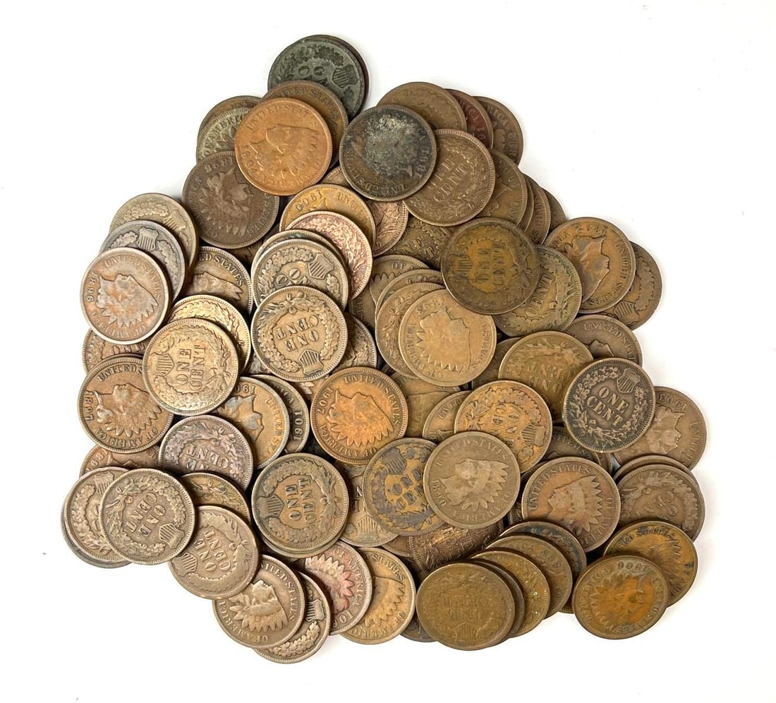 Group of 102 US Indian Head Cents: Includes years 1893, 1896, 1890 and more.