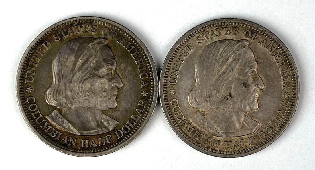 Group of 2 1892-93 US Columbian Exposition Commemorative Silver Half-Dollars (1 of 2)