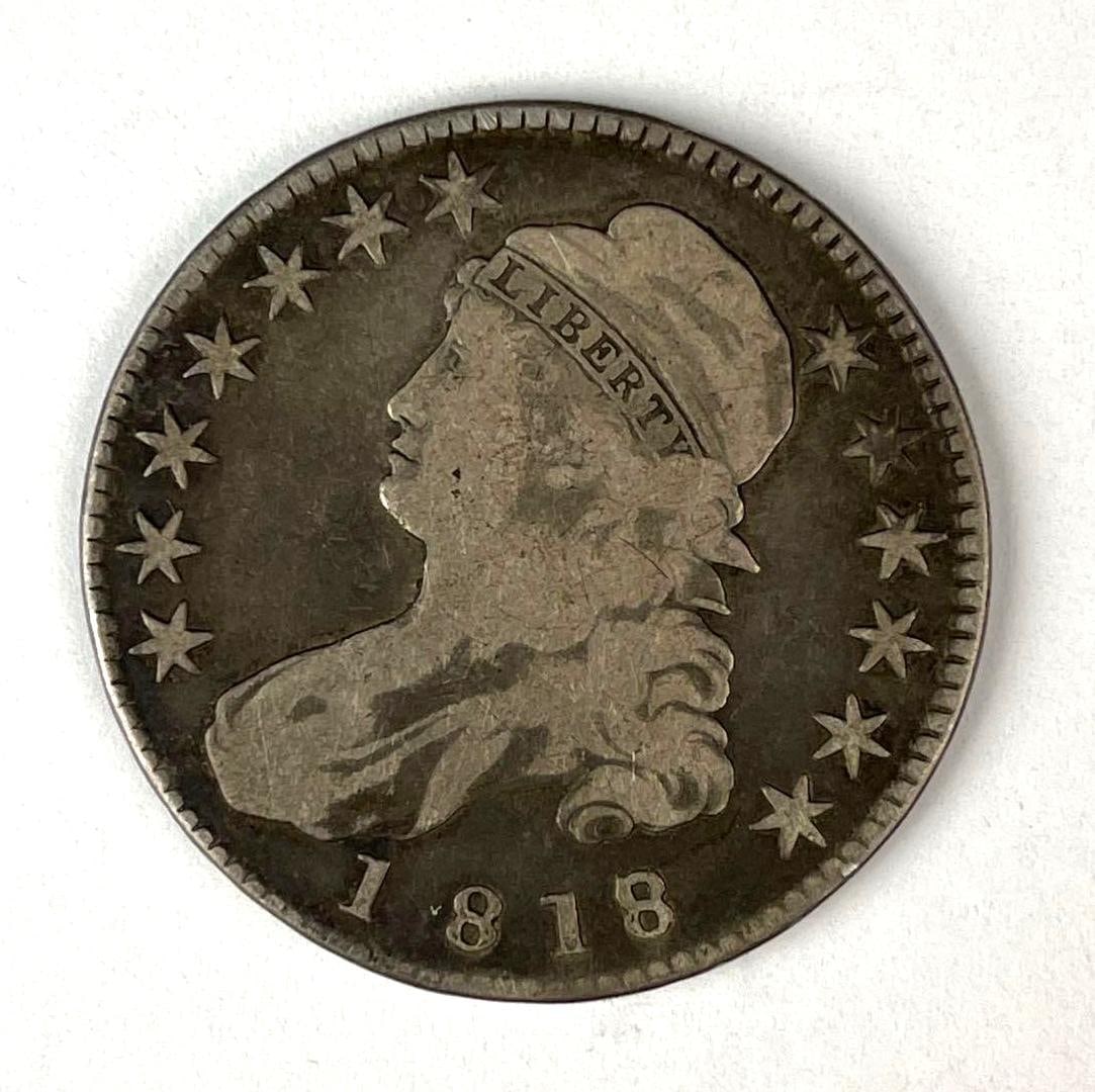 1818 US Capped Bust Silver Half Dollar: 1818 US Capped Half Bust 50 Cent Coin