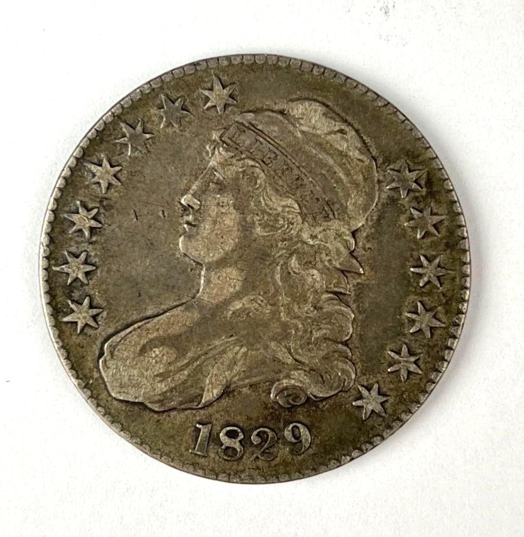 1829 US Capped Bust Silver Half Dollar: 1829 US Capped Half Bust 50 Cent Coin