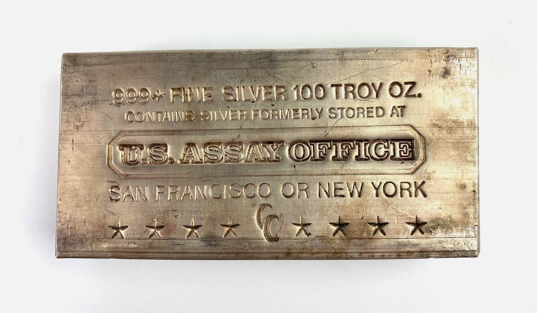 US Assay Office 100 Oz .999 Fine Silver Ingot/ Bar: US Assay Office 100 Oz .999 Fine Silver Ingot/ Bar