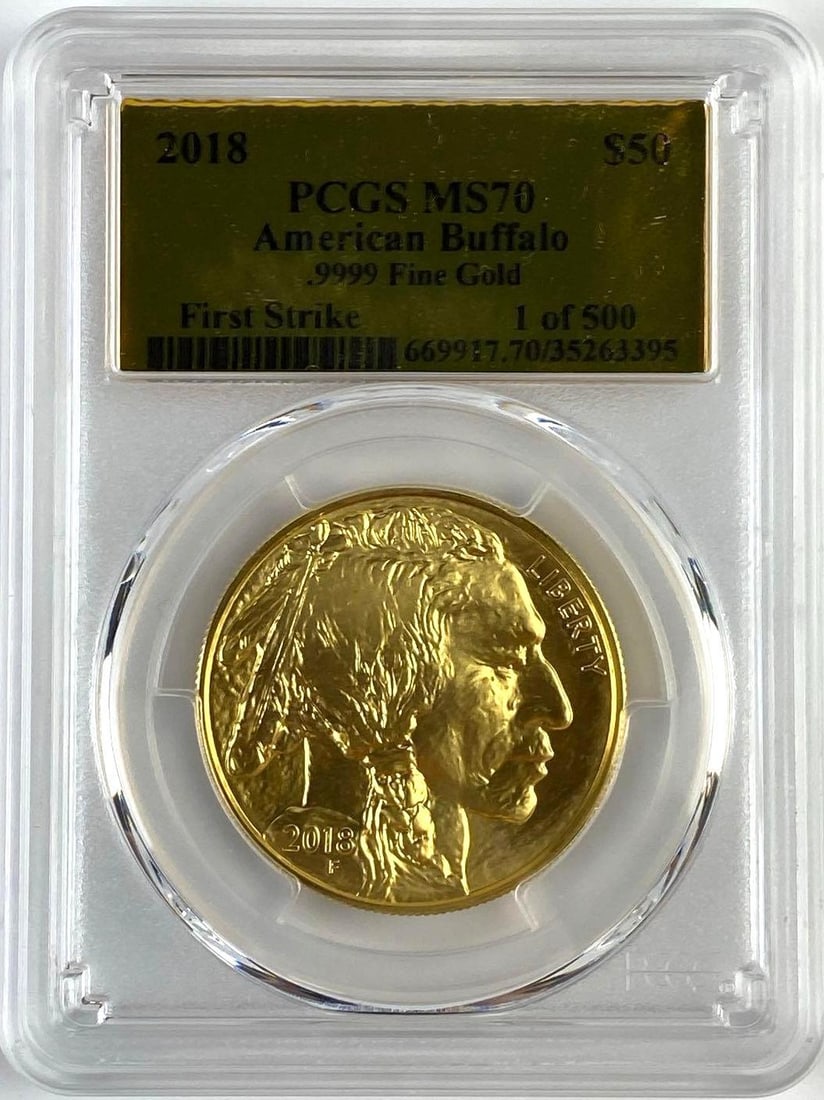 2018 US $50 1 Oz American Gold Buffalo PCGS MS70: First Strike1 out of 500