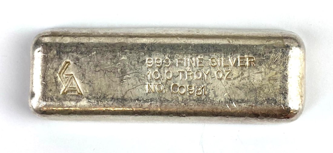 GA 10 Oz .999 Fine Silver Ingot/ Bar: GA 10 Oz .999 Fine Silver Ingot/ Bar