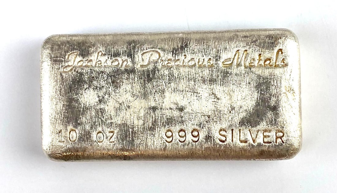 Jackson Precious Metals 10 Oz .999 Fine Silver Ingot/ Bar: Jackson Precious Metals 10 Oz .999 Fine Silver Ingot/ Bar