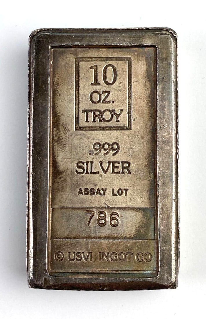 USVI Ingot Co 10 Oz .999 Fine Silver Ingot/ Bar (1 of 2)