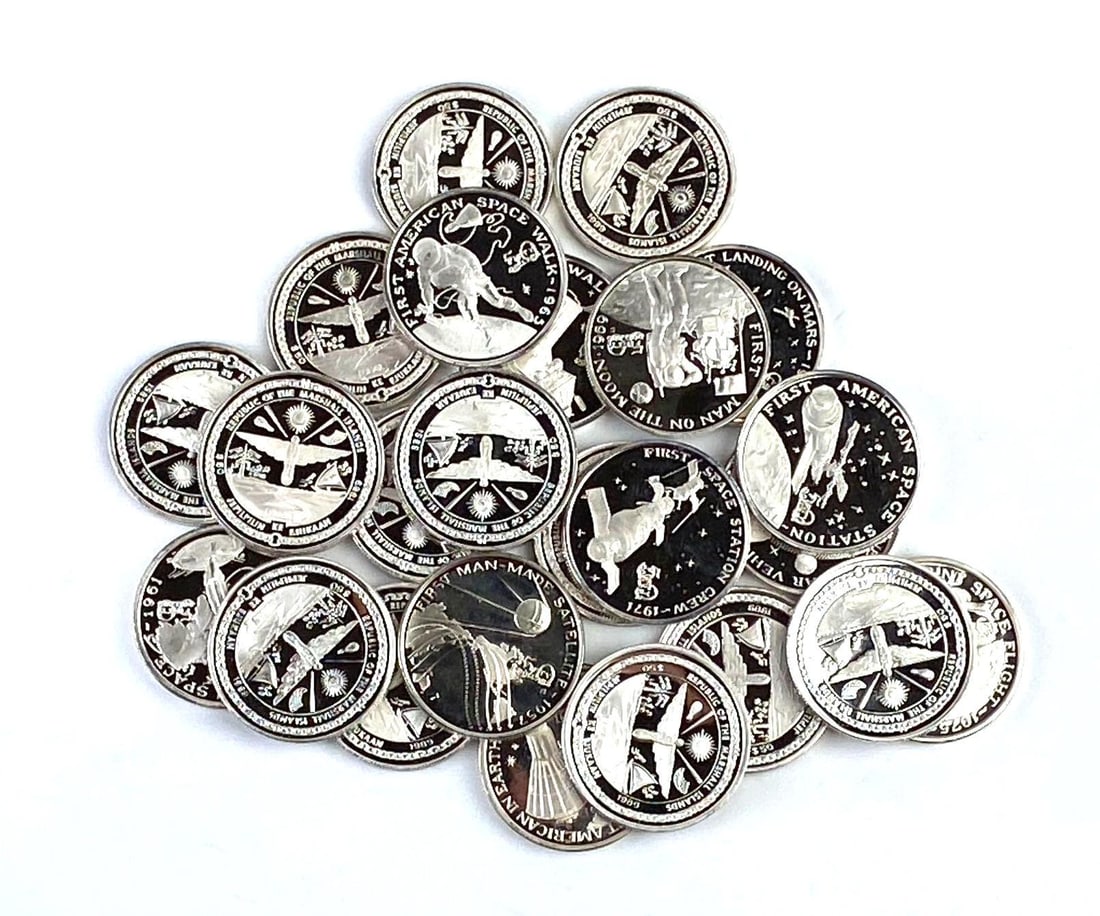 RARE SET Group of 24 The Milestone of Space Exploration 1 Oz .999 Fine Silver Rounds (1 of 1)