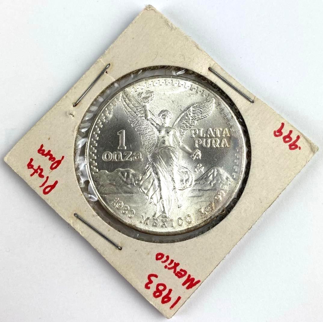 1983 Mexico Libertad 1 Onza 1 Oz .999 Fine Silver Round: 1983 Mexico Libertad 1 Onza 1 Oz .999 Fine Silver Round