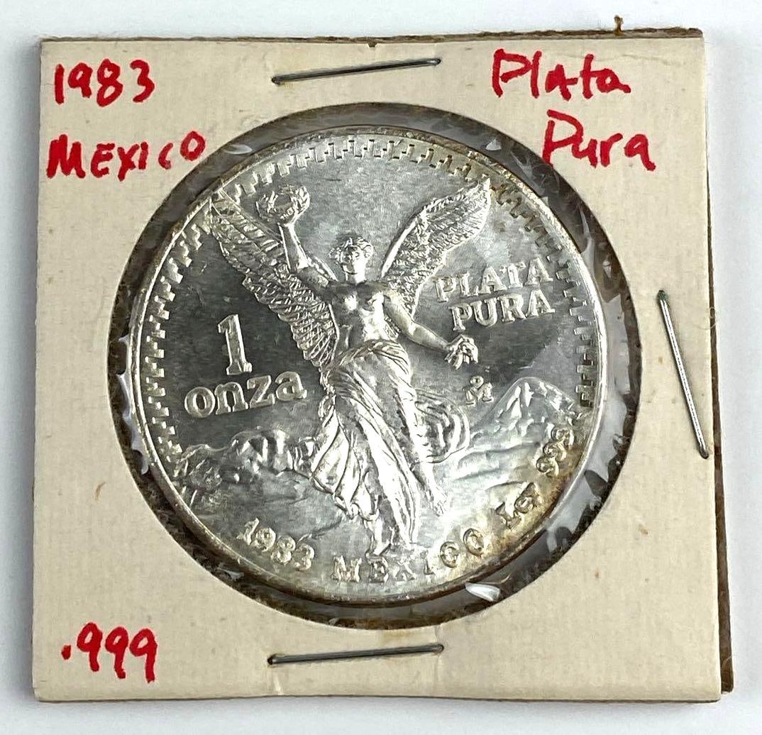 1983 Mexico Libertad 1 Onza 1 Oz .999 Fine Silver Round: 1983 Mexico Libertad 1 Onza 1 Oz .999 Fine Silver Round
