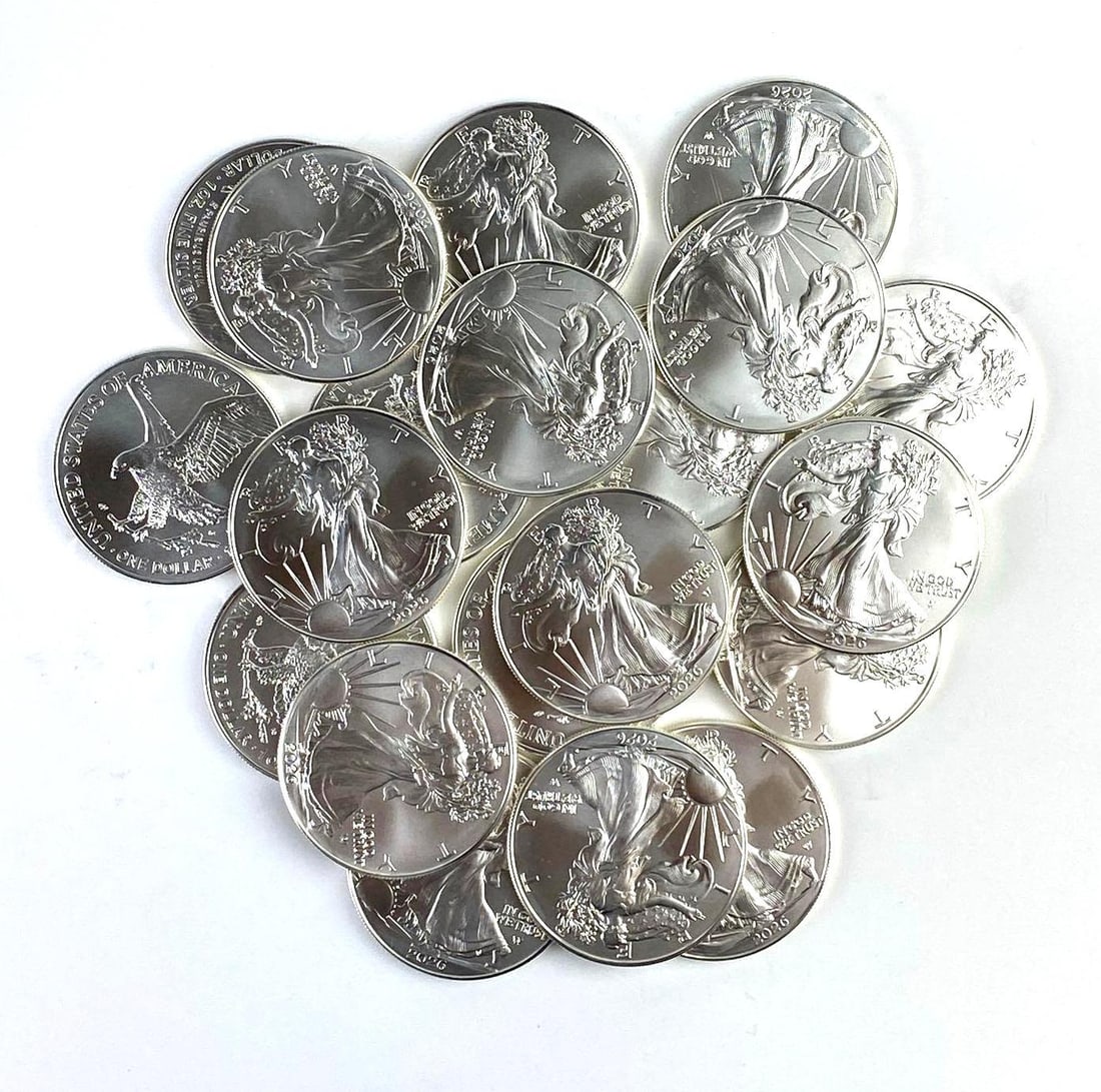 FRESH ROLL of 20 2026 US 1 Oz American Silver Eagles: Group of 20 2026 US 1 Oz American Silver Eagles
