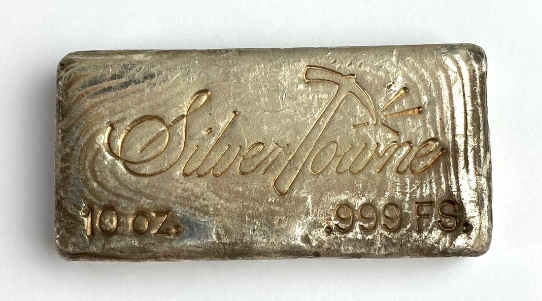 SUPER EARLY Silvertowne 10 Oz .999 Fine Silver Ingot/ Bar: Silvertowne 10 Oz .999 Fine Silver Ingot/ Bar