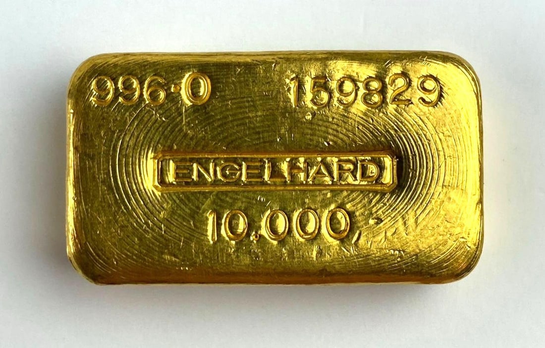 RARE HAND POURED Engelhard 10 Oz .999 Fine Gold Ingot/ Bar: Engelhard 10 Oz .999 Fine Gold Ingot/ Bar