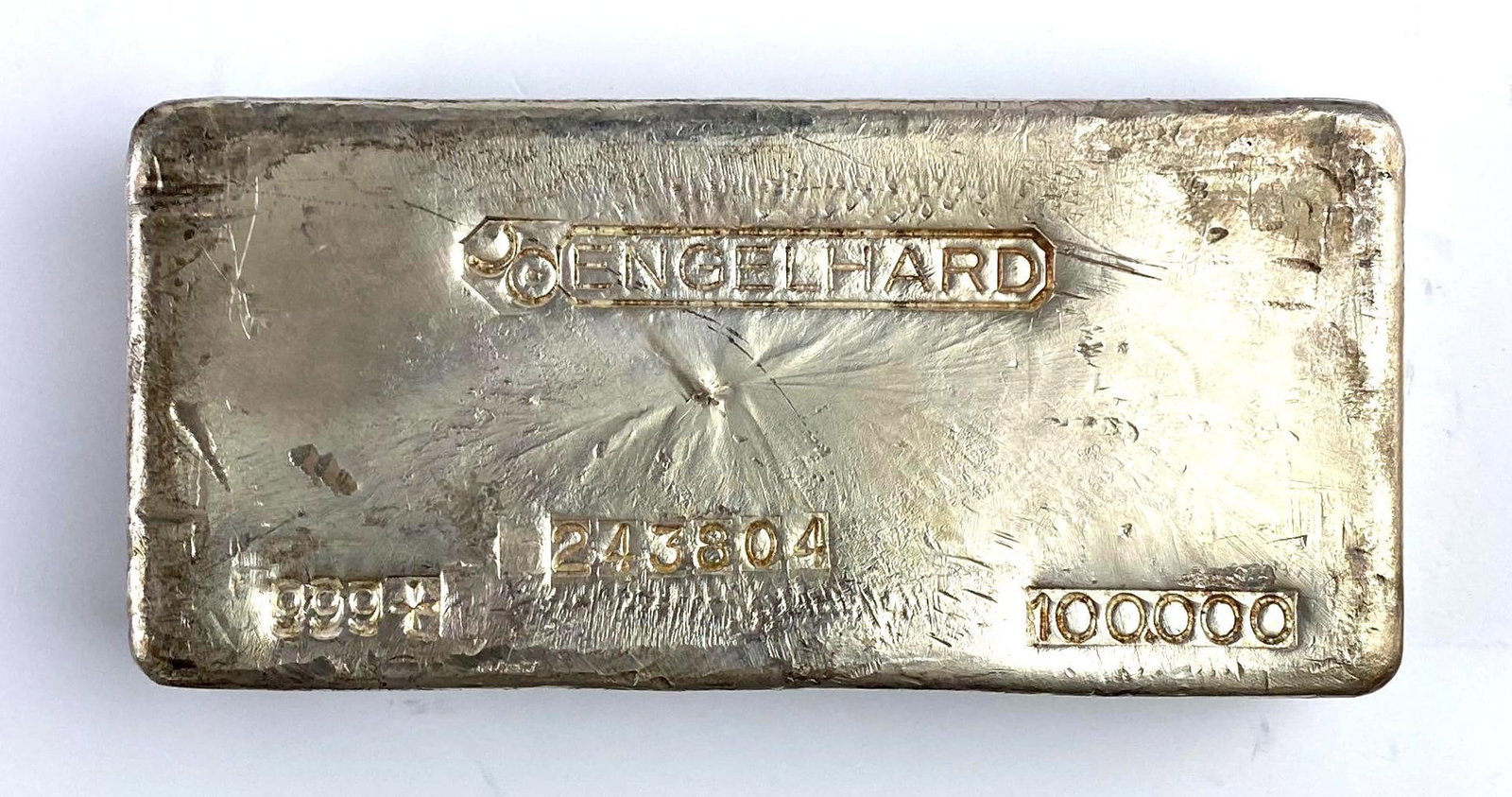 RARE BULLSEYE RARE HAND POURED Engelhard 100 Oz .999 Fine Silver Ingot/ Bar (1 of 2)