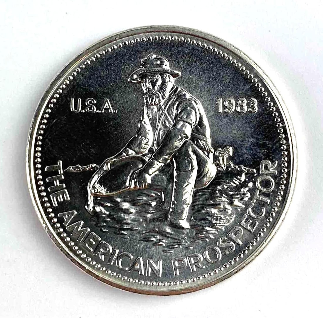 1983 Engelhard 1 Oz .999 Fine Silver American Prospector Round: 1983 Engelhard 1 Oz .999 Fine Silver American Prospector Round
