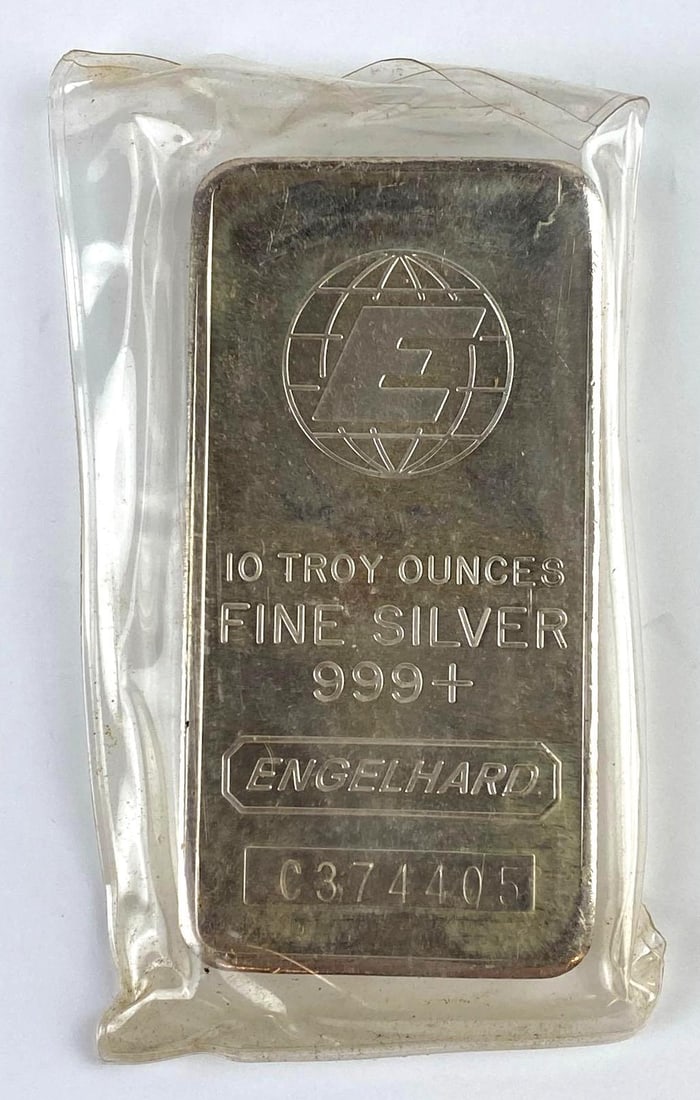 Engelhard 10 Oz .999 Fine Silver Ingot/ Bar (1 of 2)