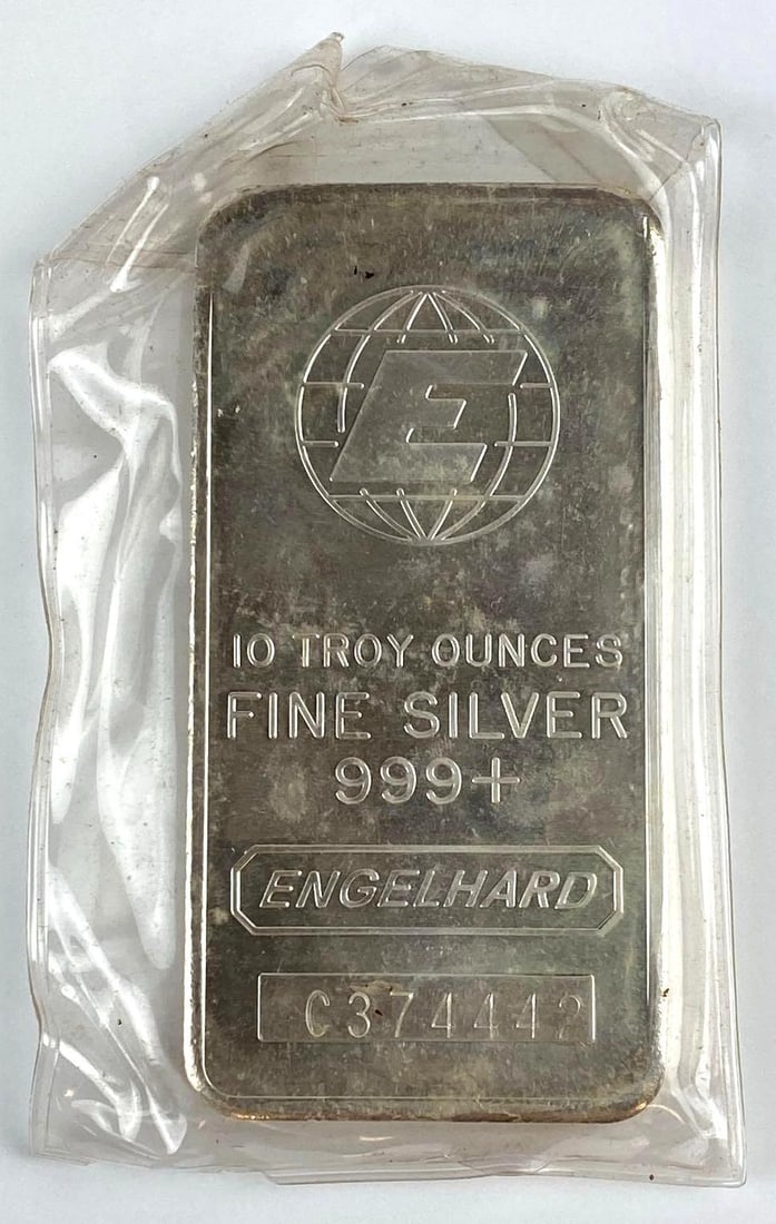 Engelhard 10 Oz .999 Fine Silver Ingot/ Bar (1 of 2)