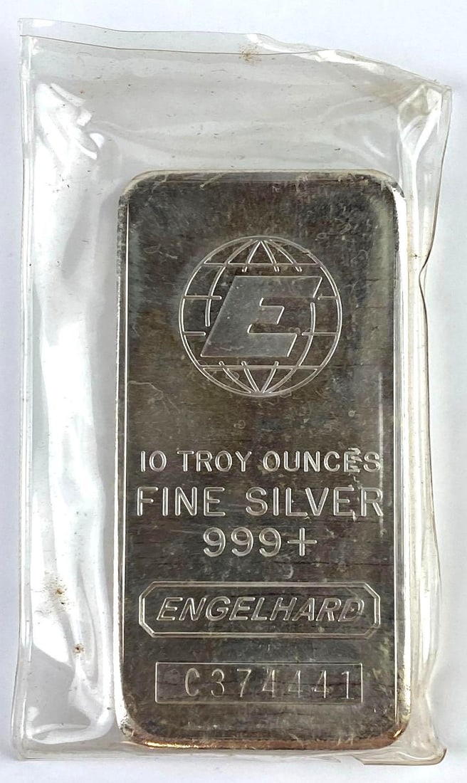 Engelhard 10 Oz .999 Fine Silver Ingot/ Bar (1 of 2)
