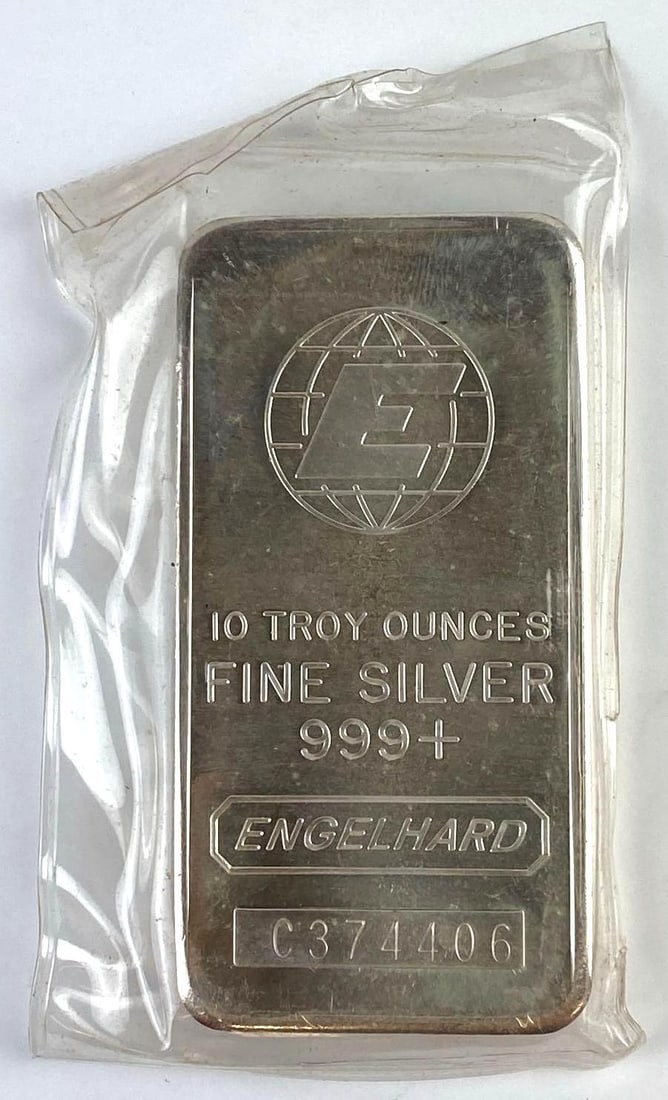 Engelhard 10 Oz .999 Fine Silver Ingot/ Bar (1 of 2)