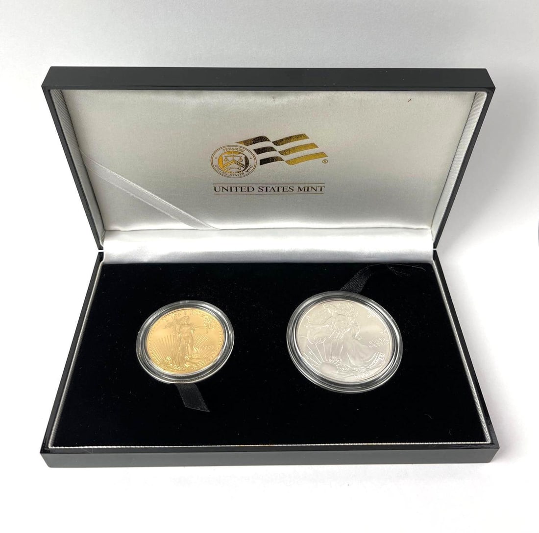 2006 W US Mint American Eagle 20th Anniversary Gold And Silver 2 Coin Set (1 of 5)