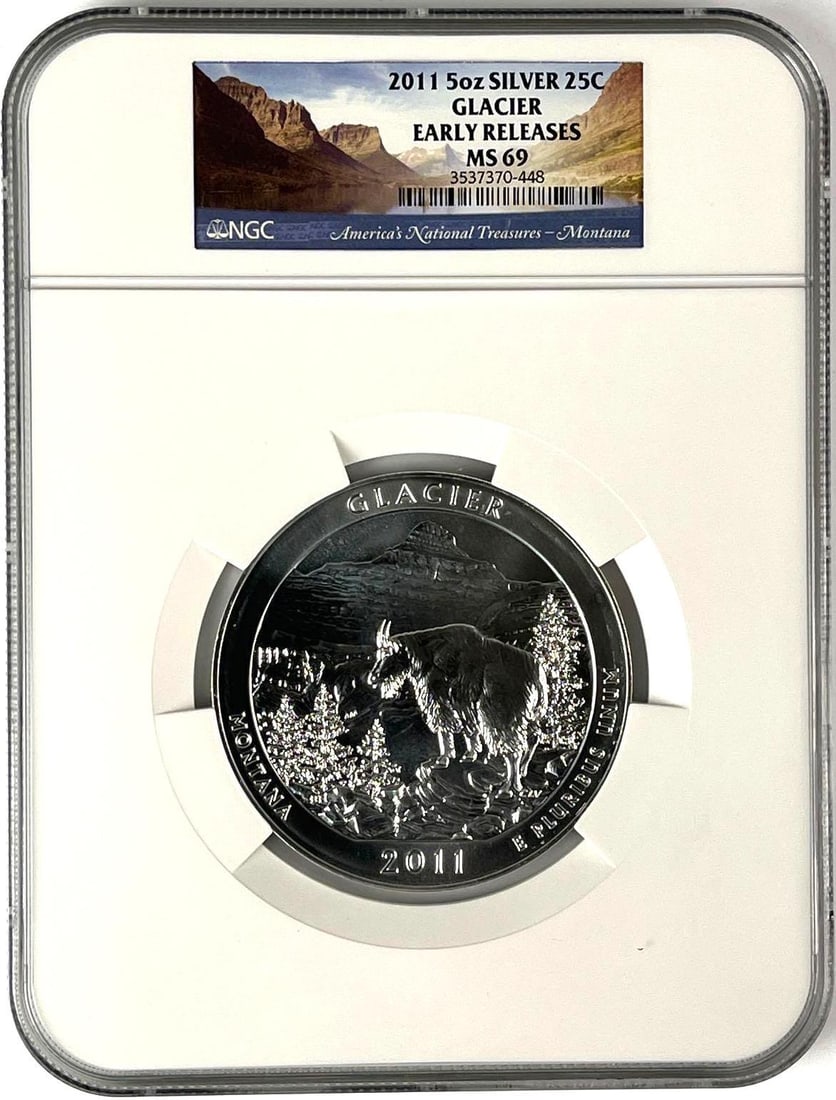 2011 US ATB Glacier Montana 5 oz .999 Fine Silver Round NGC MS69 (1 of 2)