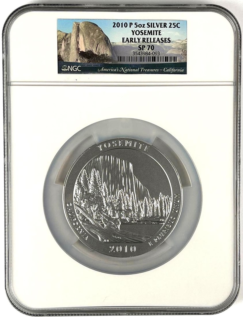 2010 P US ATB Yosemite California 5 oz .999 Fine Silver Round NGC SP70 (1 of 2)