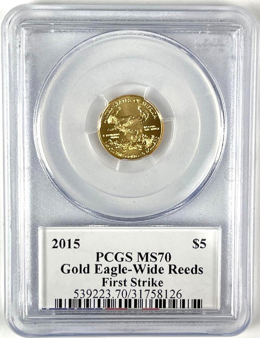 2015 US $5 1/10th oz American Gold Eagle Coin PCGS MS70 (1 of 2)