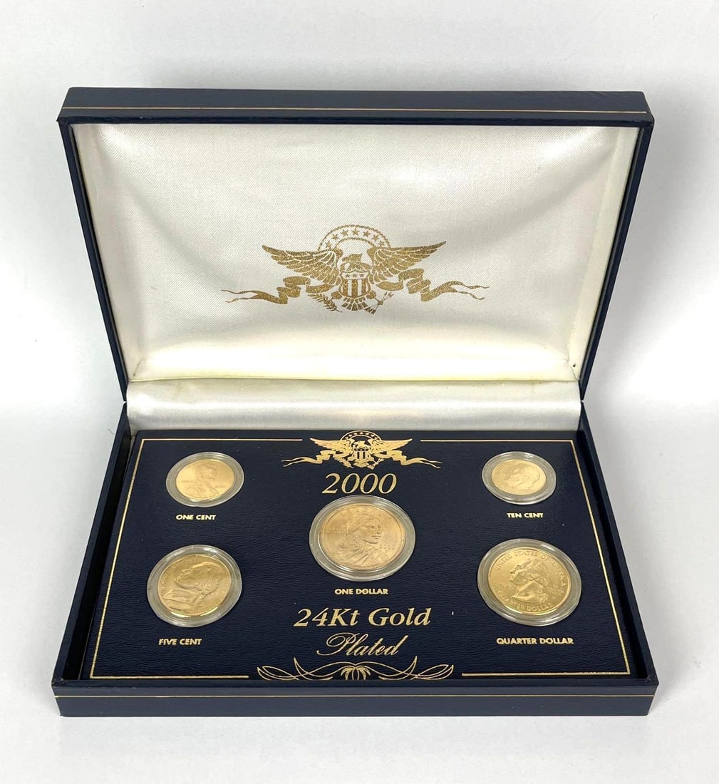 2000 US Mint Gold Gilded 5 Proof Coin Set (1 of 4)