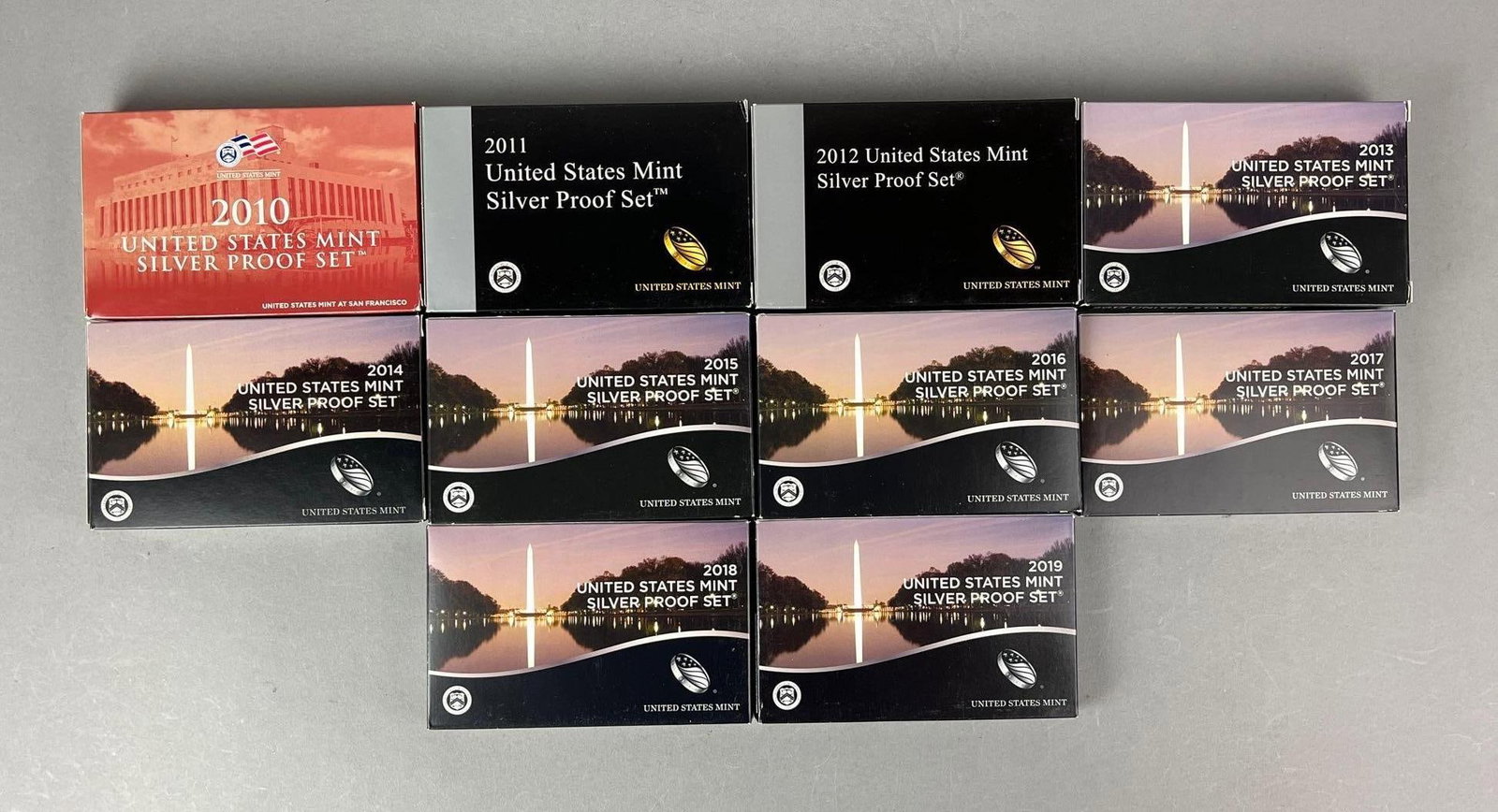 Group of 10 US Mint Silver Proof Coin Sets (1 of 3)