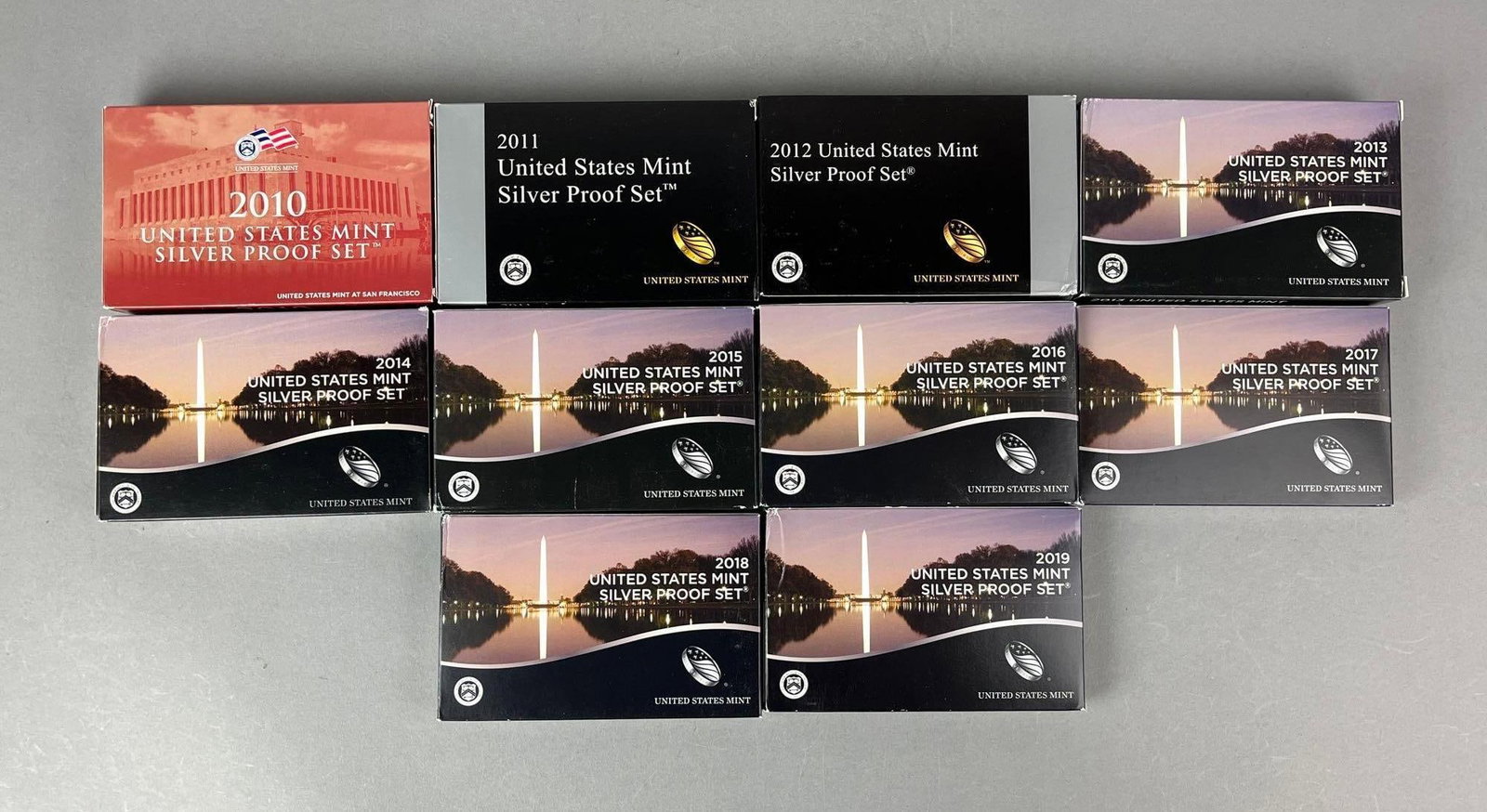 Group of 10 US Mint Silver Proof Coin Sets (1 of 3)