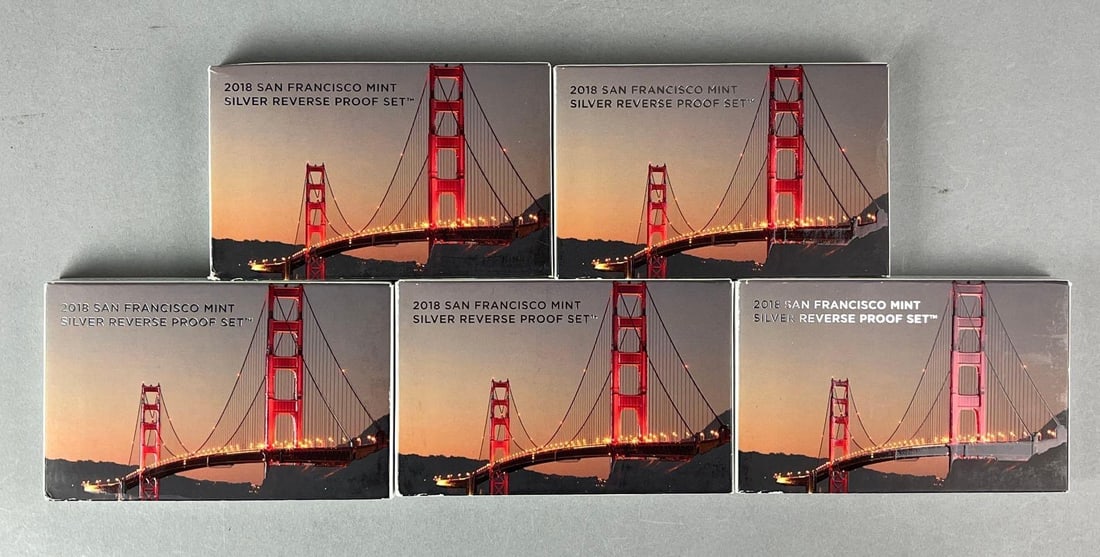 Group of 5 2018 San Francisco Mint Silver Reverse Proof Sets (1 of 2)