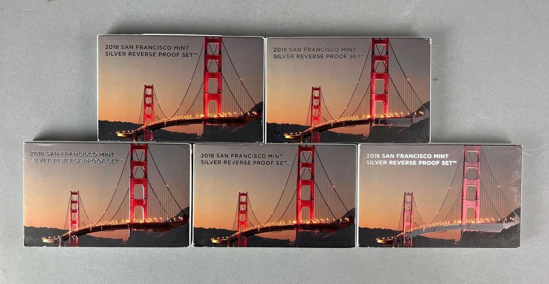 Group of 5 2018 San Francisco Mint Silver Reverse Proof Sets (1 of 2)