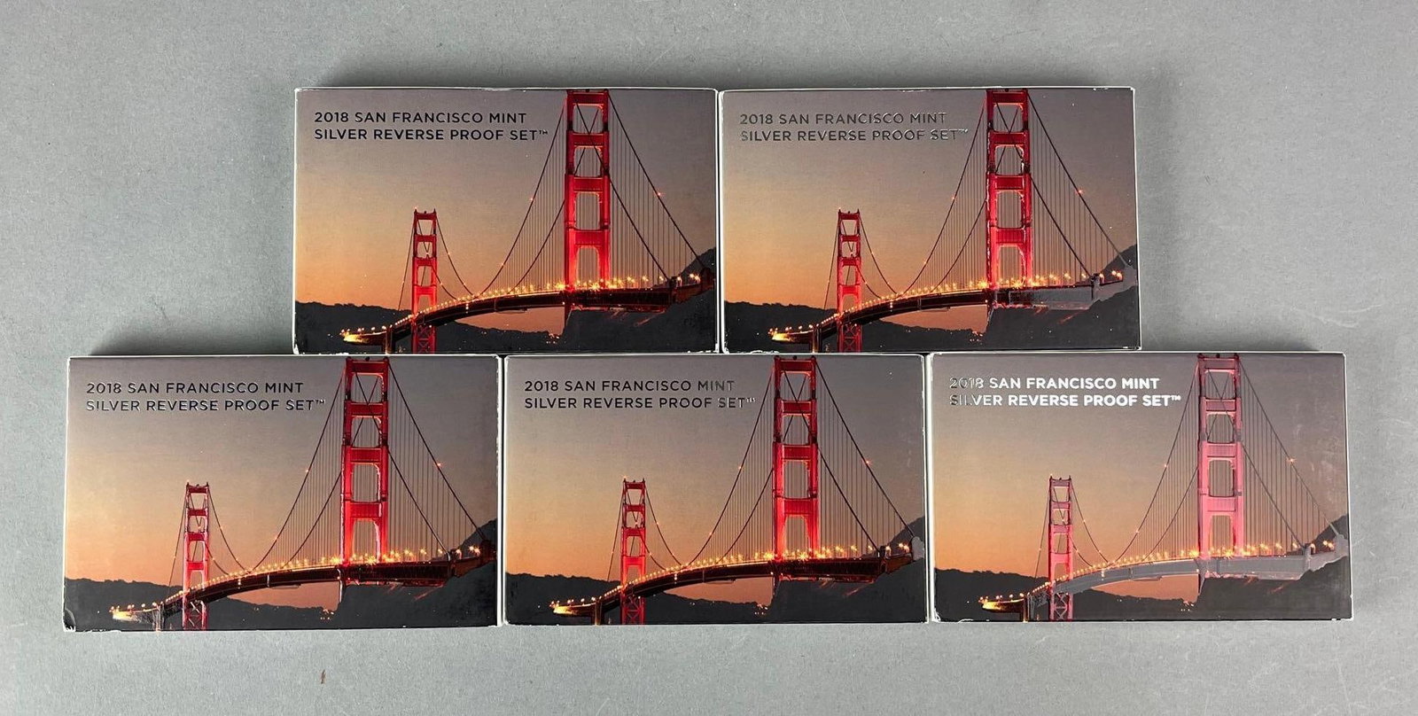 Group of 5 2018 San Francisco Mint Silver Reverse Proof Sets: 50th Anniversary