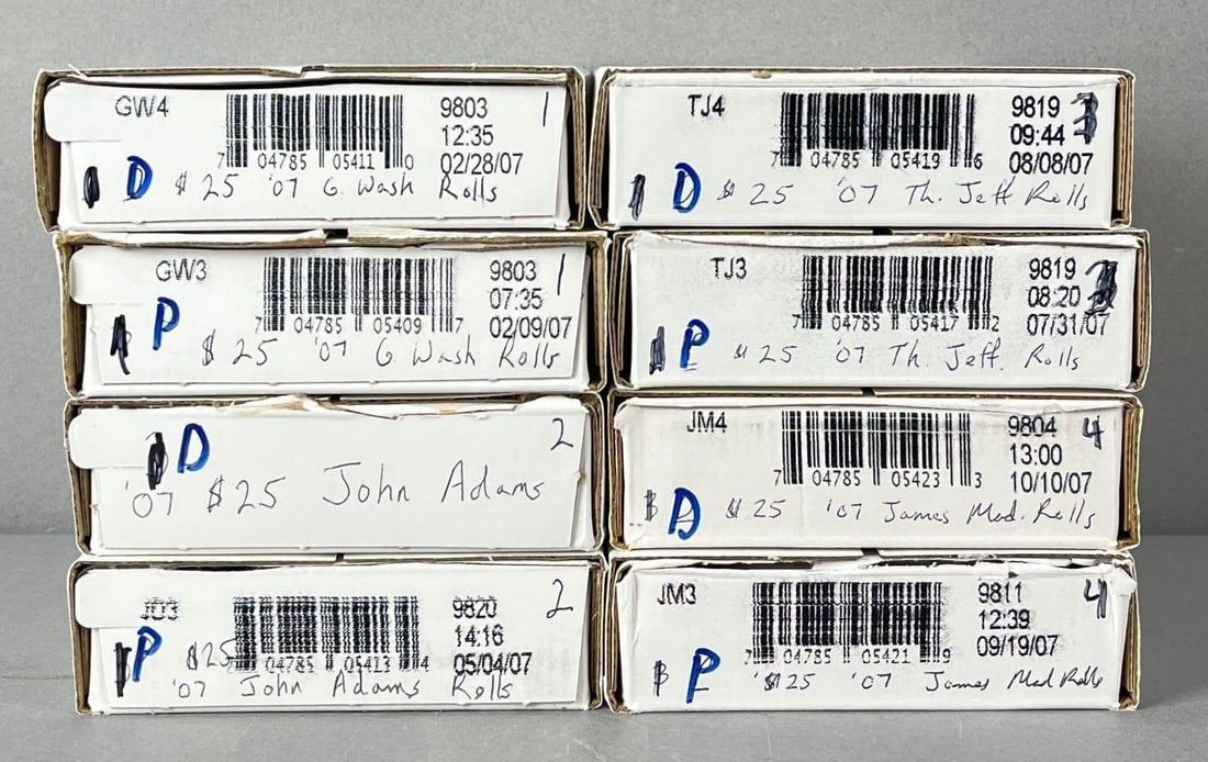 Group of 8 US Mint $25 Presidential Dollar Coin Rolls (1 of 1)