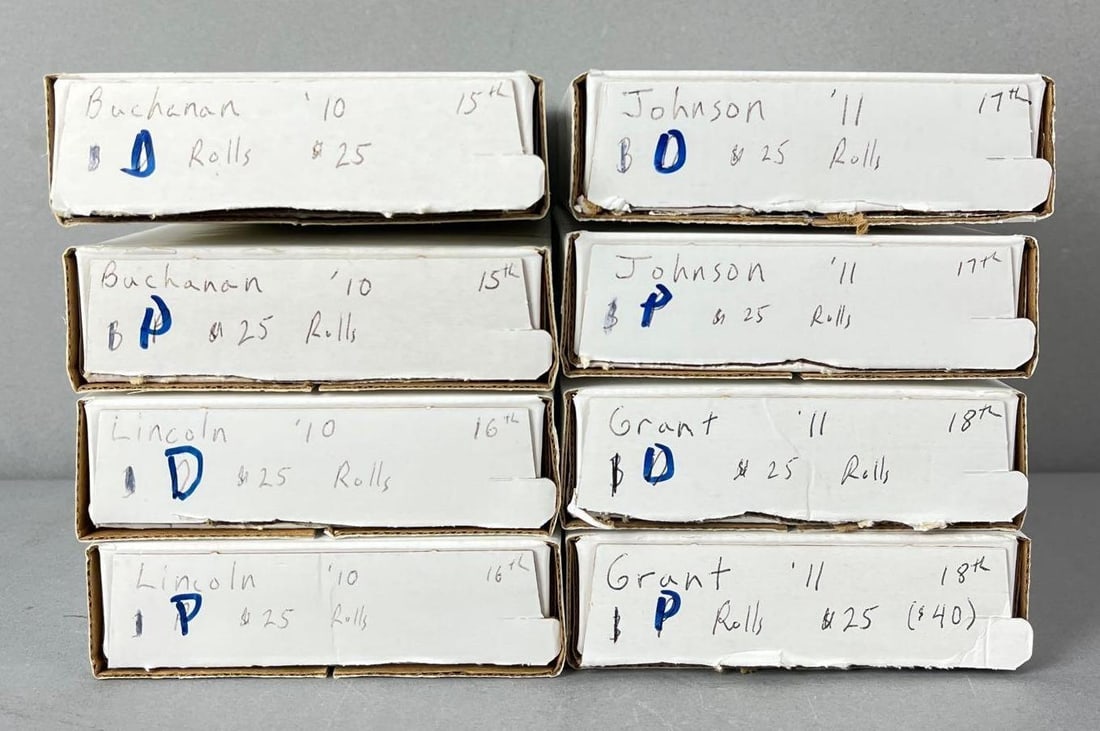 Group of 8 US Mint $25 Presidential Dollar Coin Rolls (1 of 1)