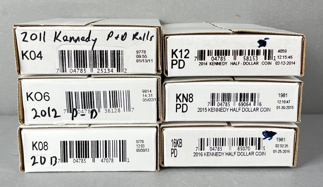 Group of 6 Boxes US Mint Kennedy Half Dollar Rolls (1 of 1)