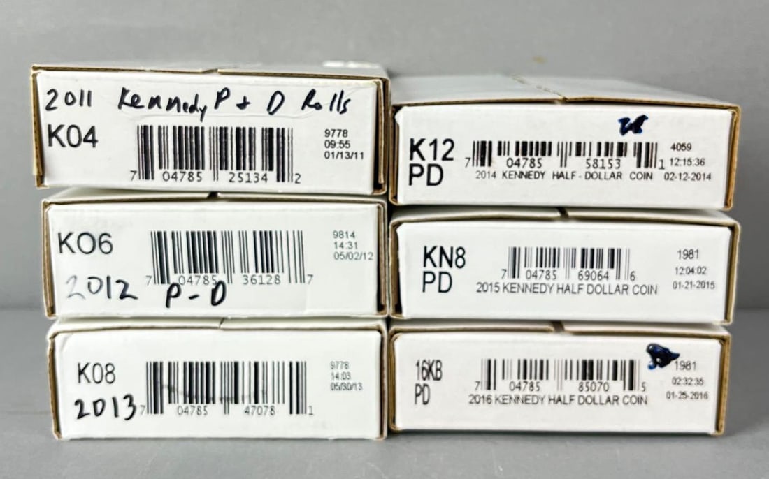 Group of 6 Boxes US Mint Kennedy Half Dollar Rolls (1 of 1)