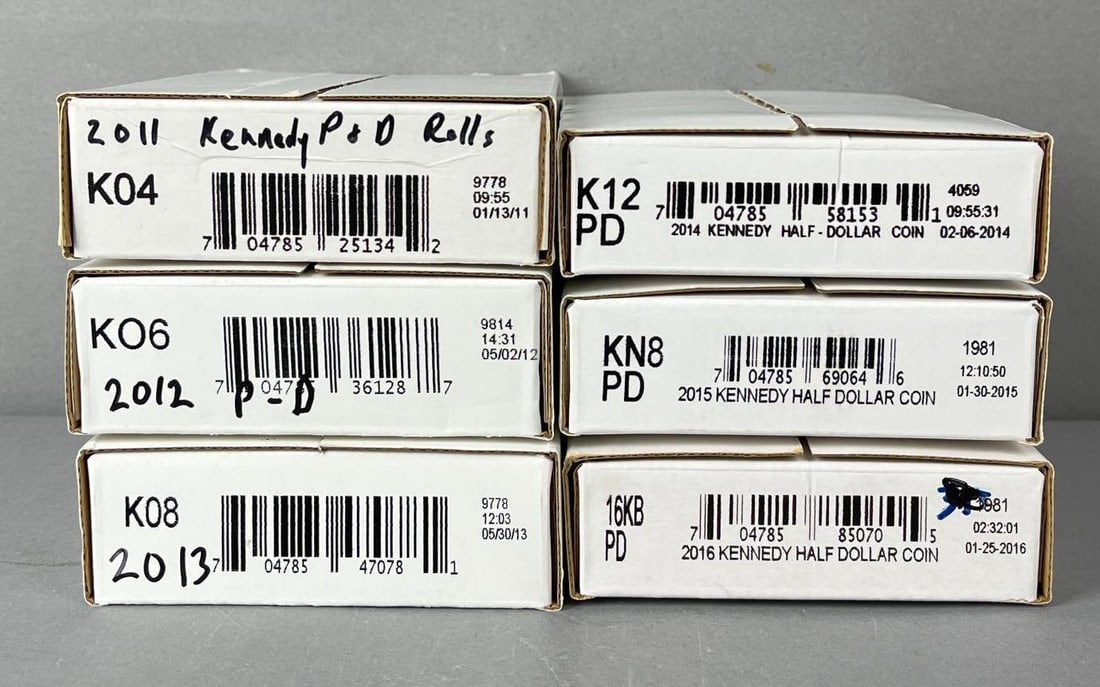 Group of 6 Boxes US Mint Kennedy Half Dollar Rolls (1 of 1)