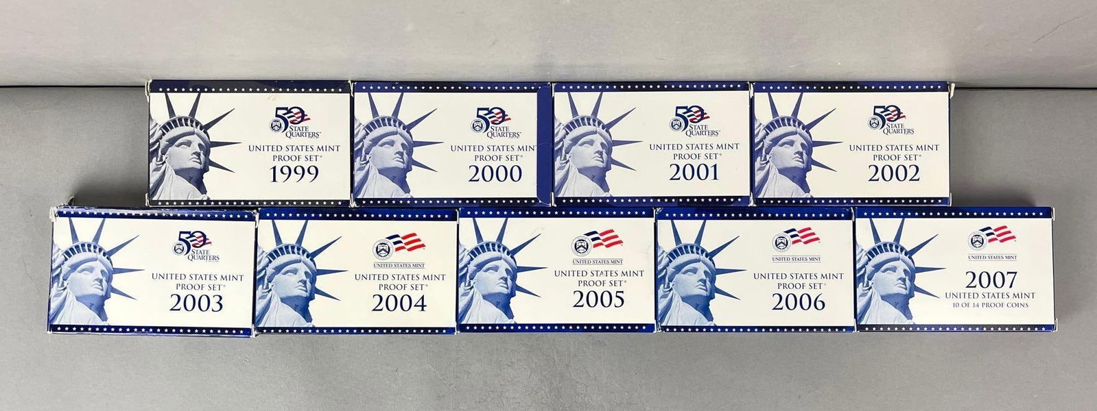 Group of 9 US Mint Coin Proof Sets: Includes years 1999-2007.