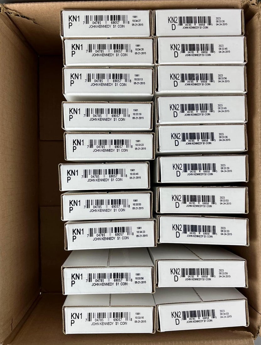 Group of 20 2015 US Mint John Kennedy Dollar Coin Rolls (1 of 1)
