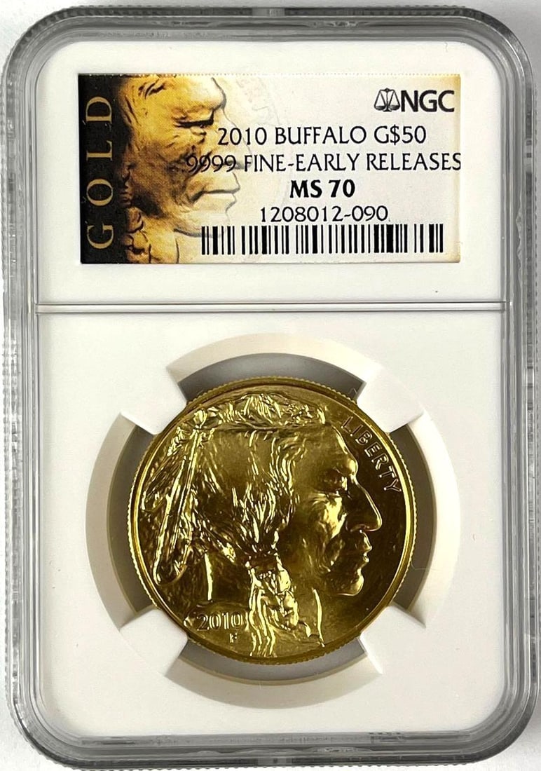 2010 US $50 Buffalo 1 oz .9999 Fine Gold NGC MS70: Early Releases