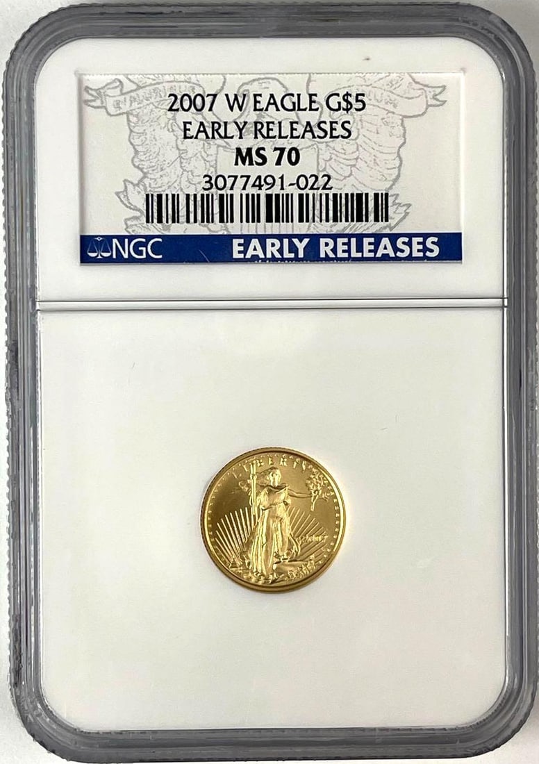 2007 W US $5 American Gold Eagle 1/10th oz Fine Gold NGC MS70 (1 of 2)