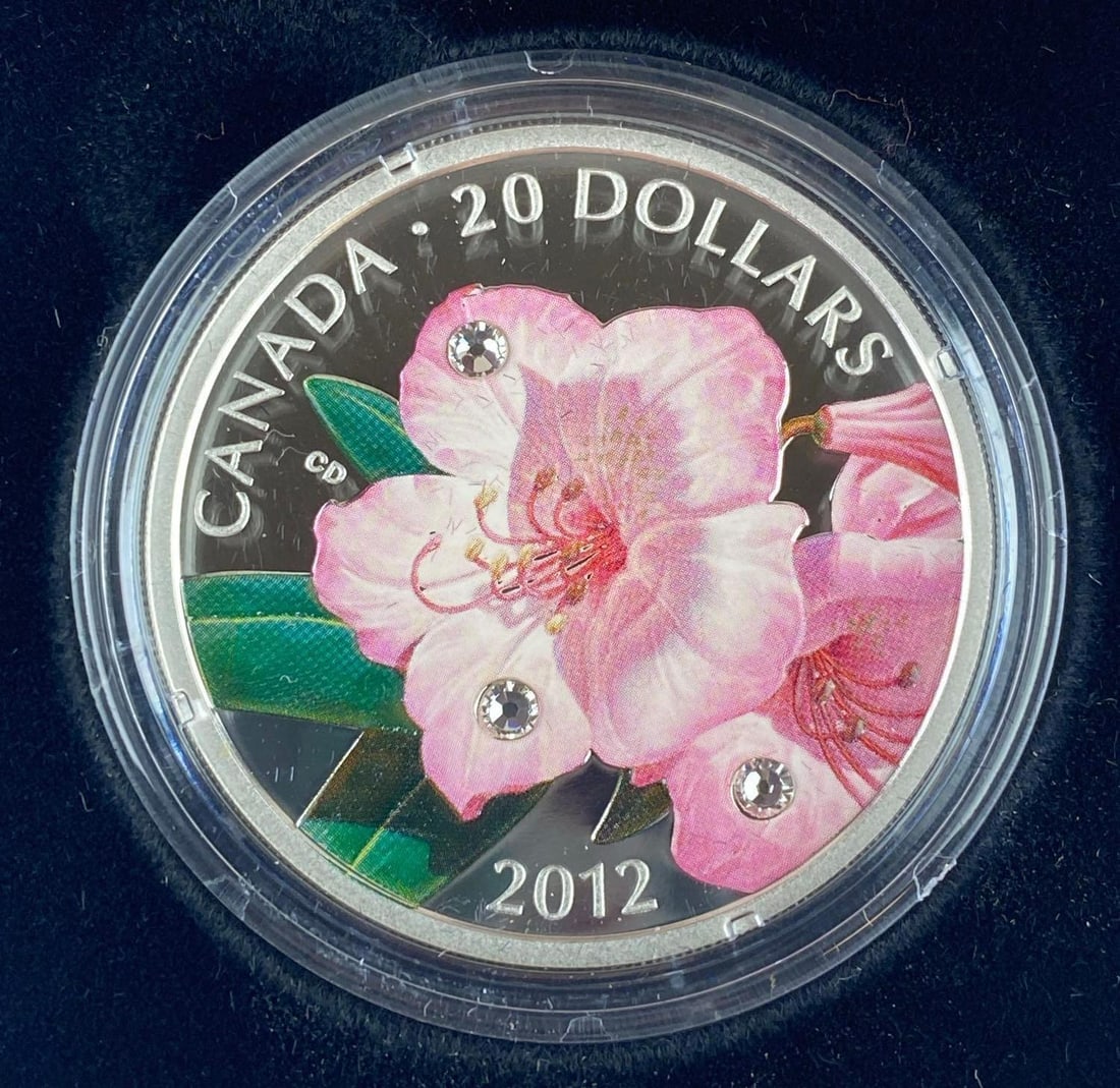 2012 Royal Canadian Mint Rhododendron 1 Oz .9999 Fine Silver Queen Elizabeth Round (1 of 4)
