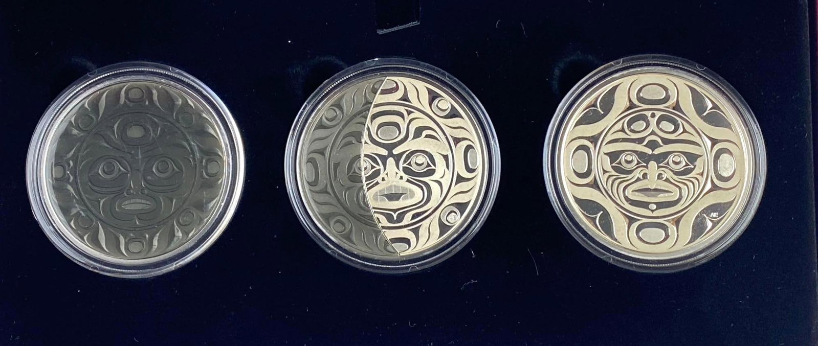 SUPER RARE 2017 Royal Canadian Mint 3 Coin Phases of the Moon .9999 Fine Silver Queen Elizabeth: Contains 3 1 Oz .9999 Fine Silver Coins