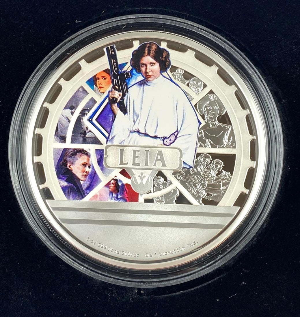 2022 New Zealand Mint Disney Star Wars 3 Oz .999 Fine Silver Princess Leia Organa Coin: 2022 New Zealand Mint Disney Star Wars 3 Oz .999 Fine Silver Princess Leia Organa Coin
