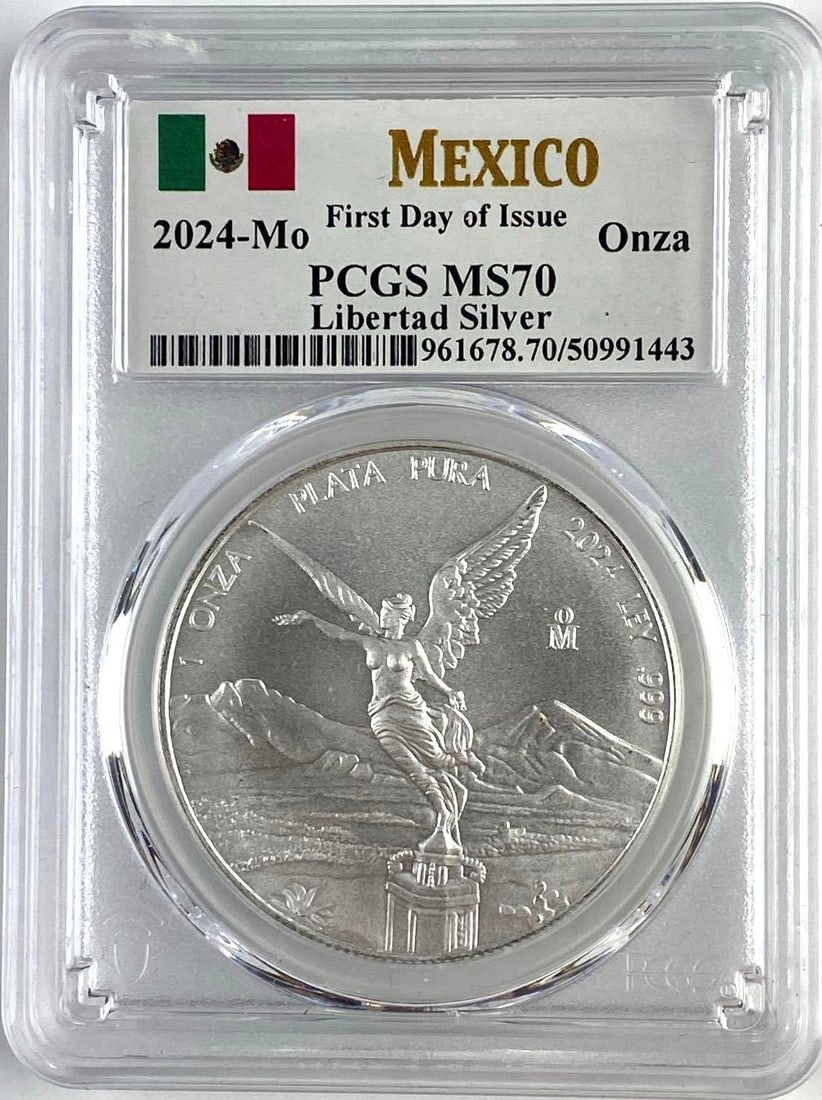 2024 Mexico Libertad 1 Onza 1 Oz .999 Fine Silver Round PCGS MS70 (1 of 2)
