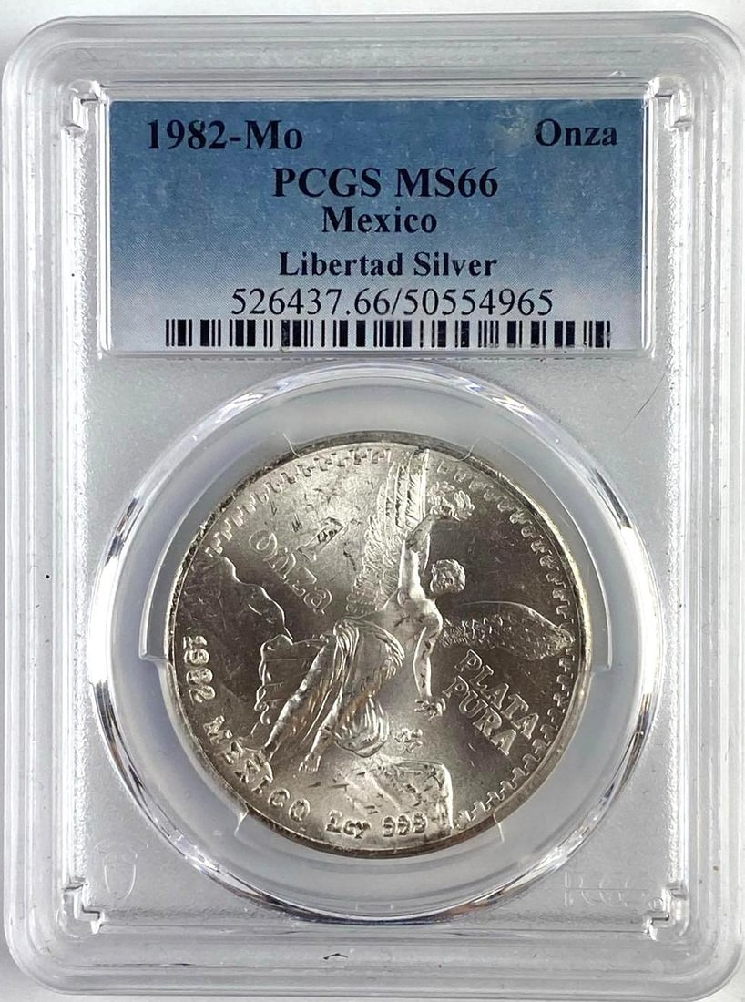 1982 Mexico Libertad 1 Onza 1 Oz .999 Fine Silver Round PCGS MS66 (1 of 2)