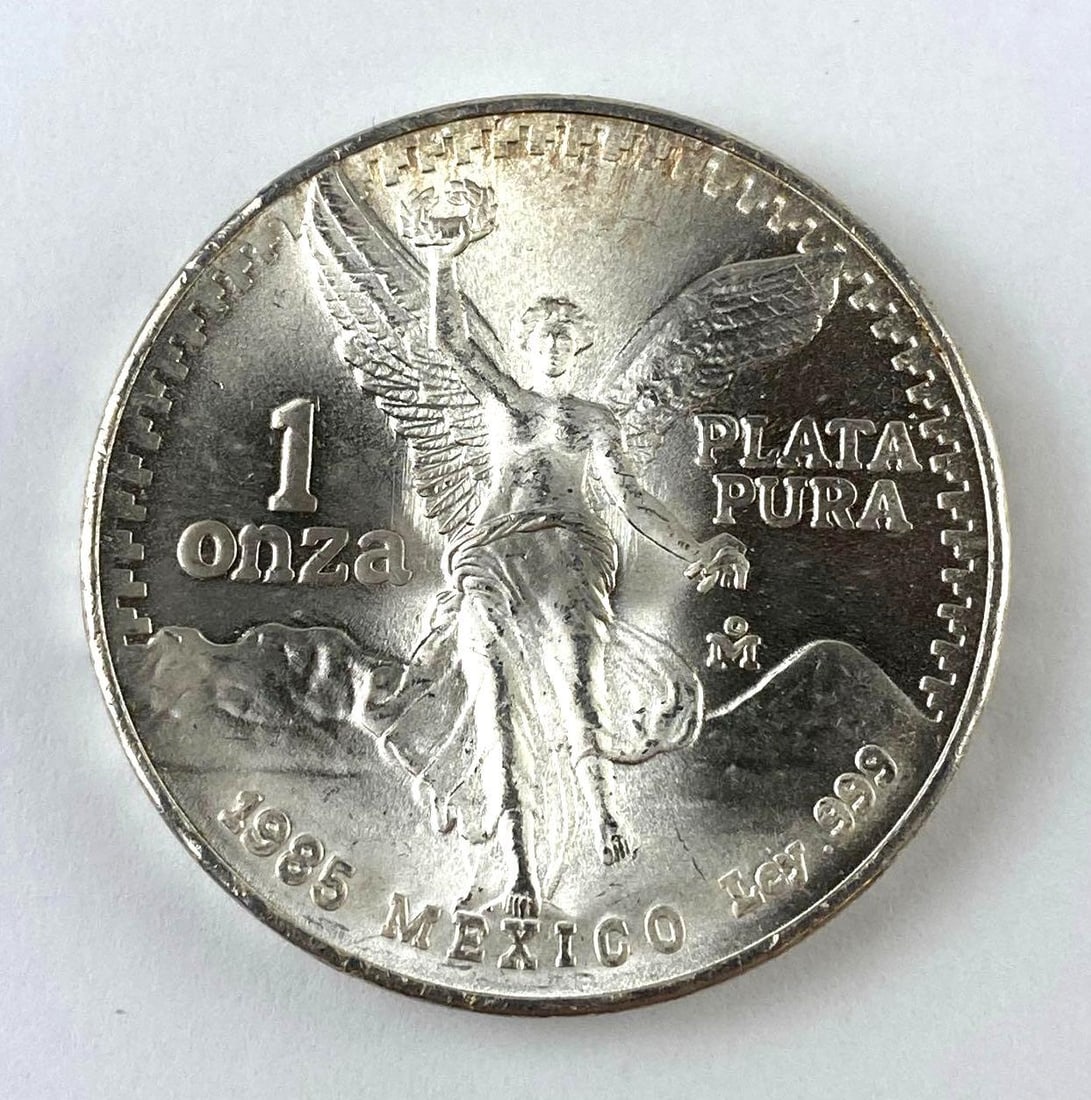 1985 Mexico Libertad 1 Onza 1 Oz .999 Fine Silver Round: 1985 Mexico Libertad 1 Onza 1 Oz .999 Fine Silver Round