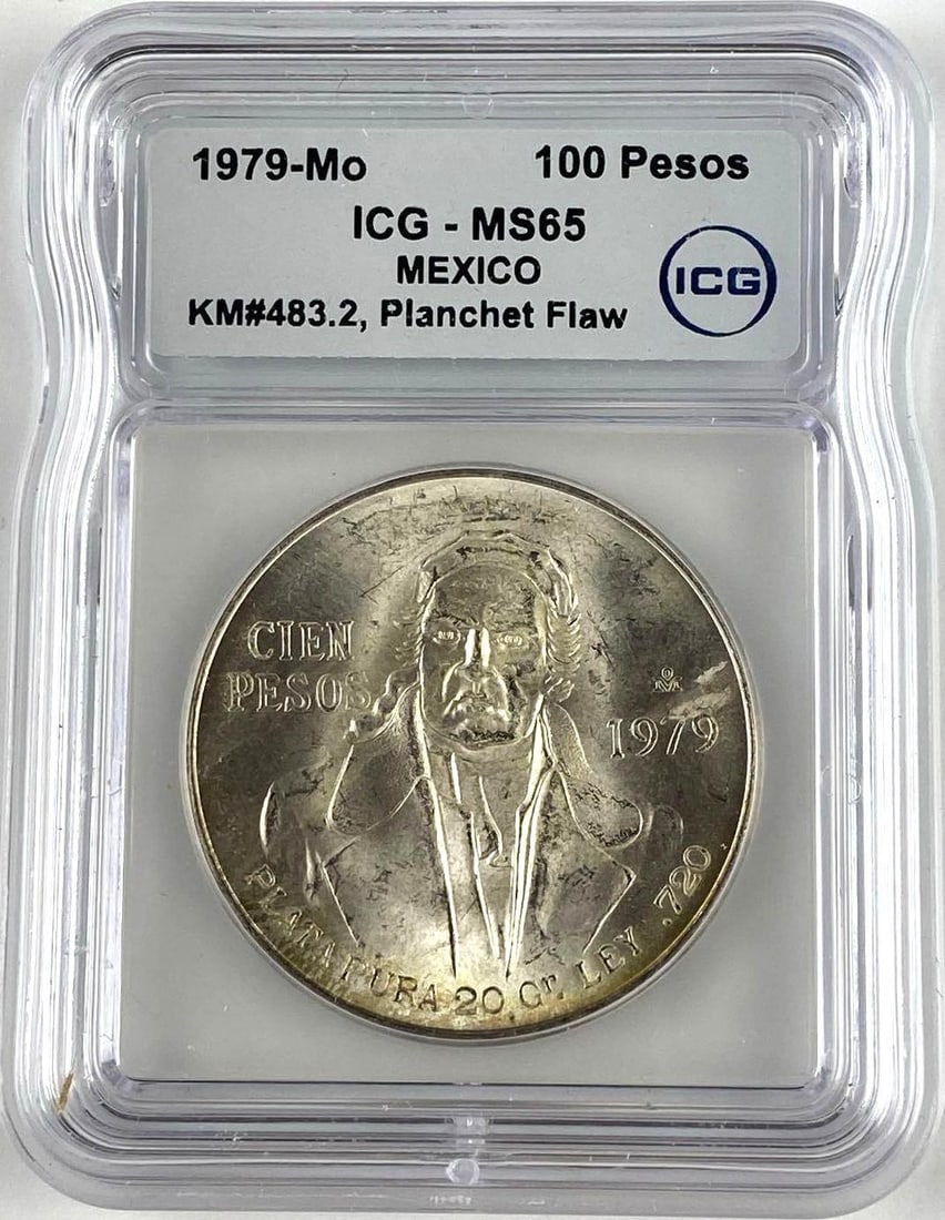 1979 Mexico 100 Pesos Jose Morelos Silver Coin ICG MS65 (1 of 2)