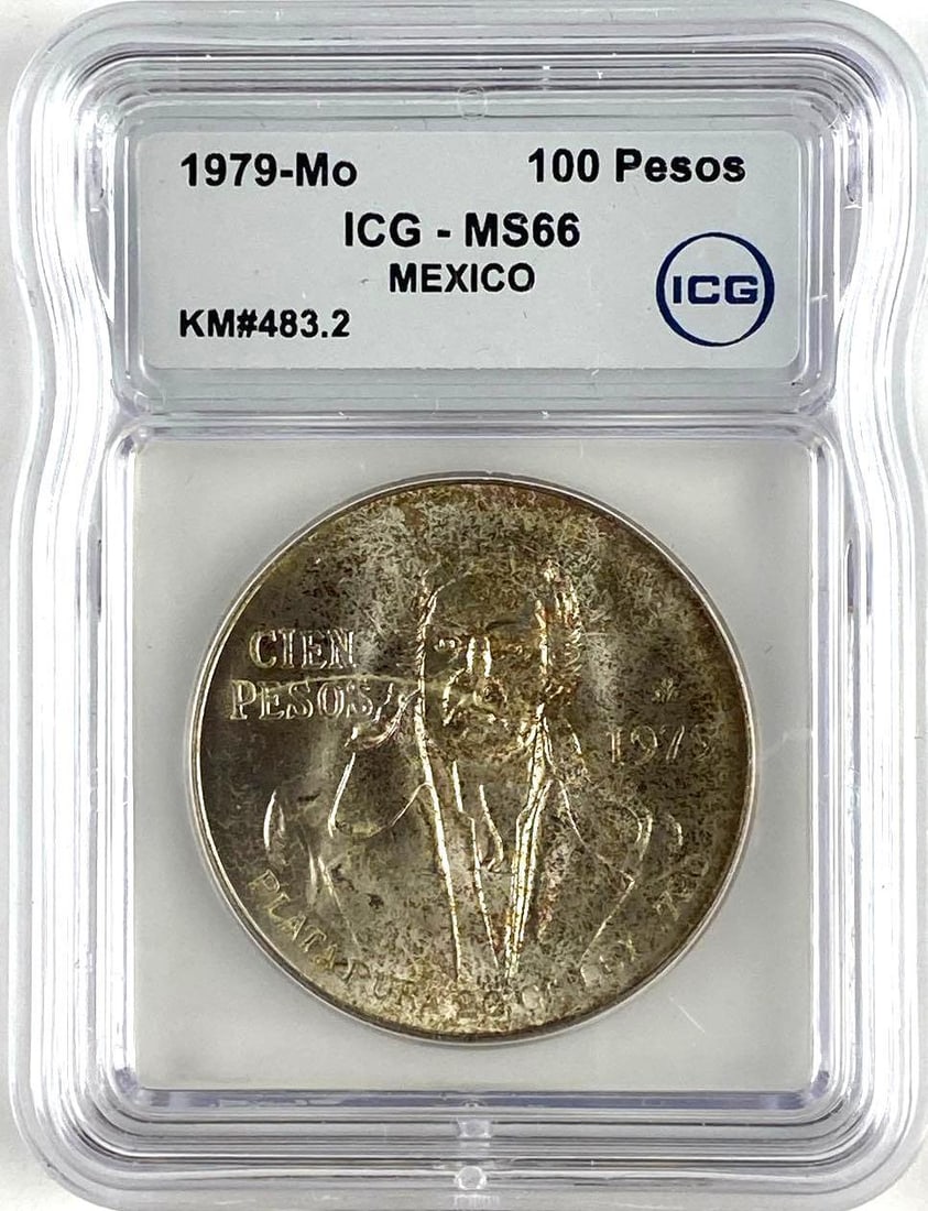 1979 Mexico 100 Pesos Jose Morelos Silver Coin ICG MS66 (1 of 2)
