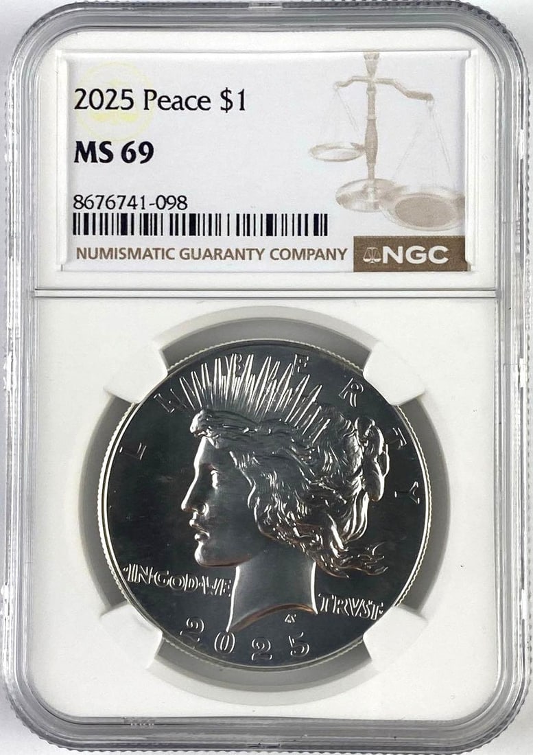 2025 US $1 Peace Silver Dollar NGC MS69: 2025 US $1 Peace Silver Dollar NGC MS69
